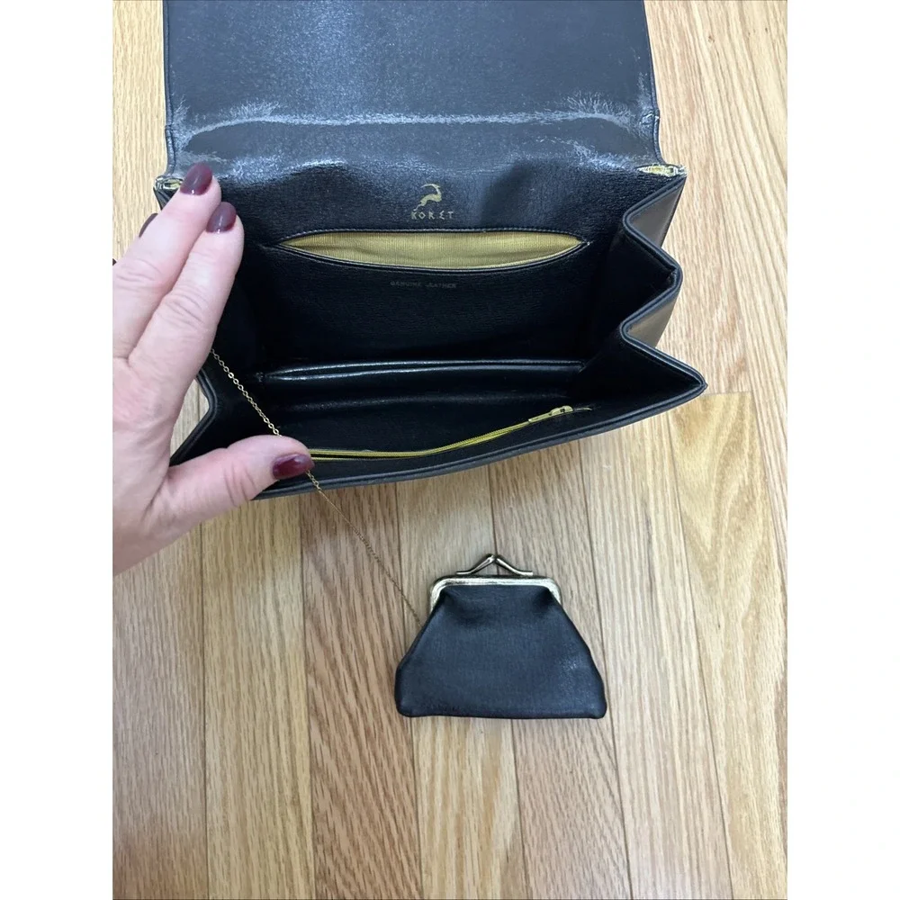 Koret Vintage Gray Neutral Suede‎ Evening Gold Accent Top Handle Handbag